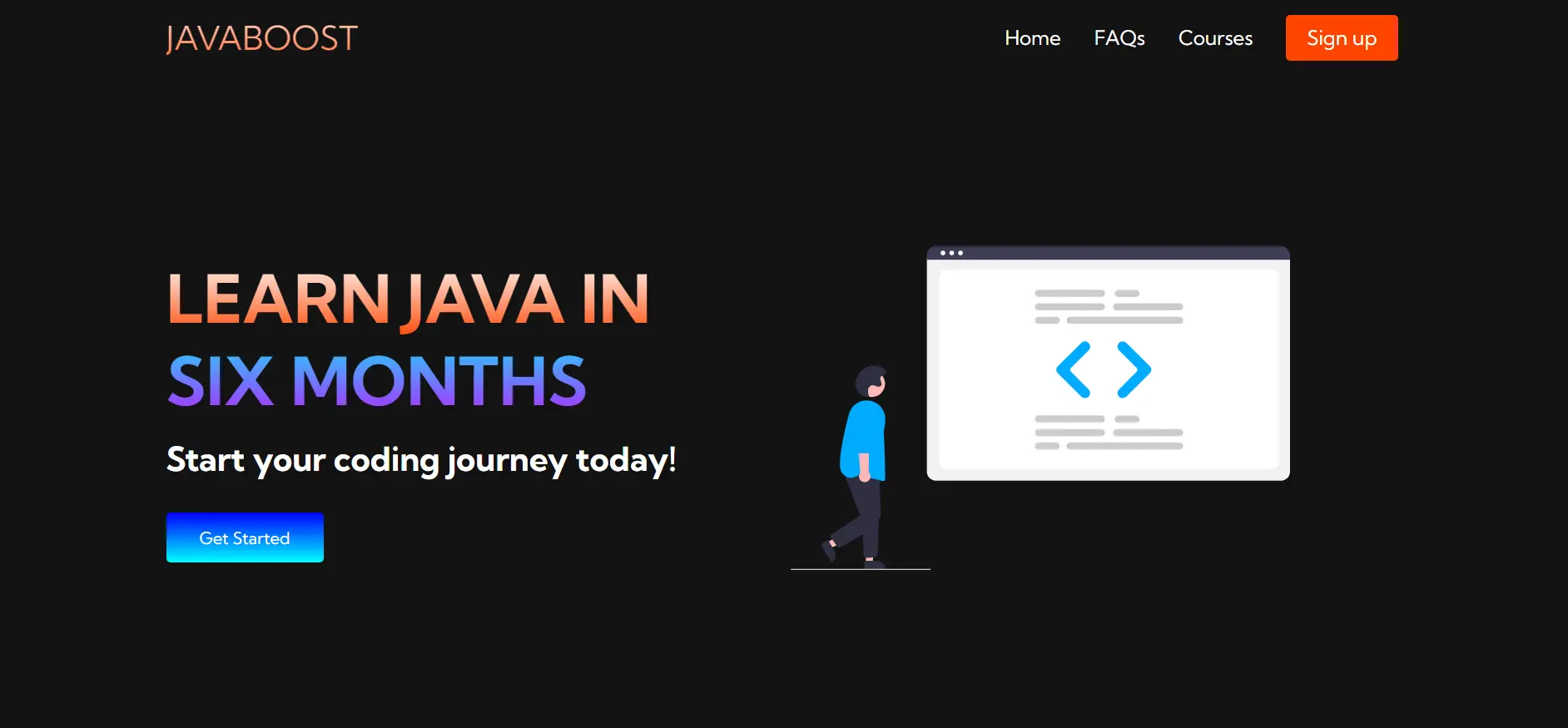 JavaBoost Landing Page Image